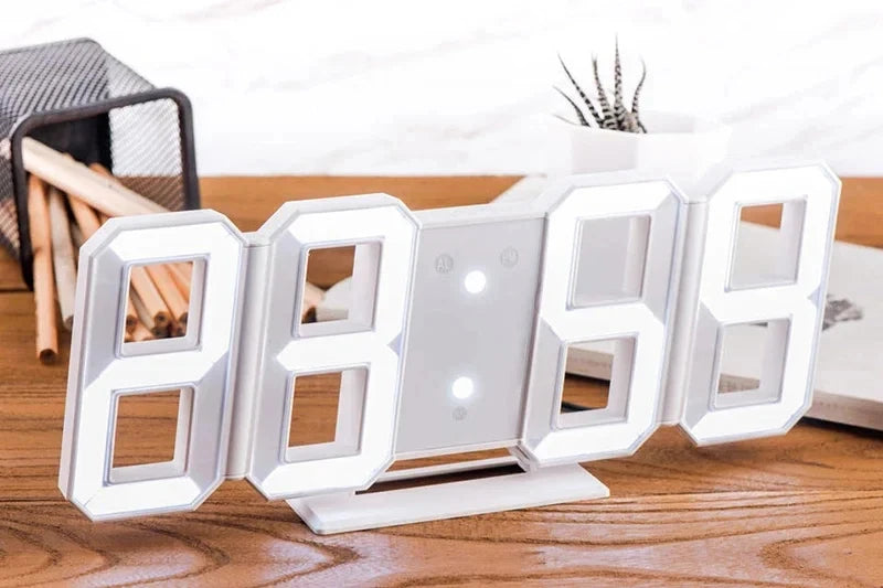 3D Digital LED Wall Clock with Night Glow & Adjustable Settings