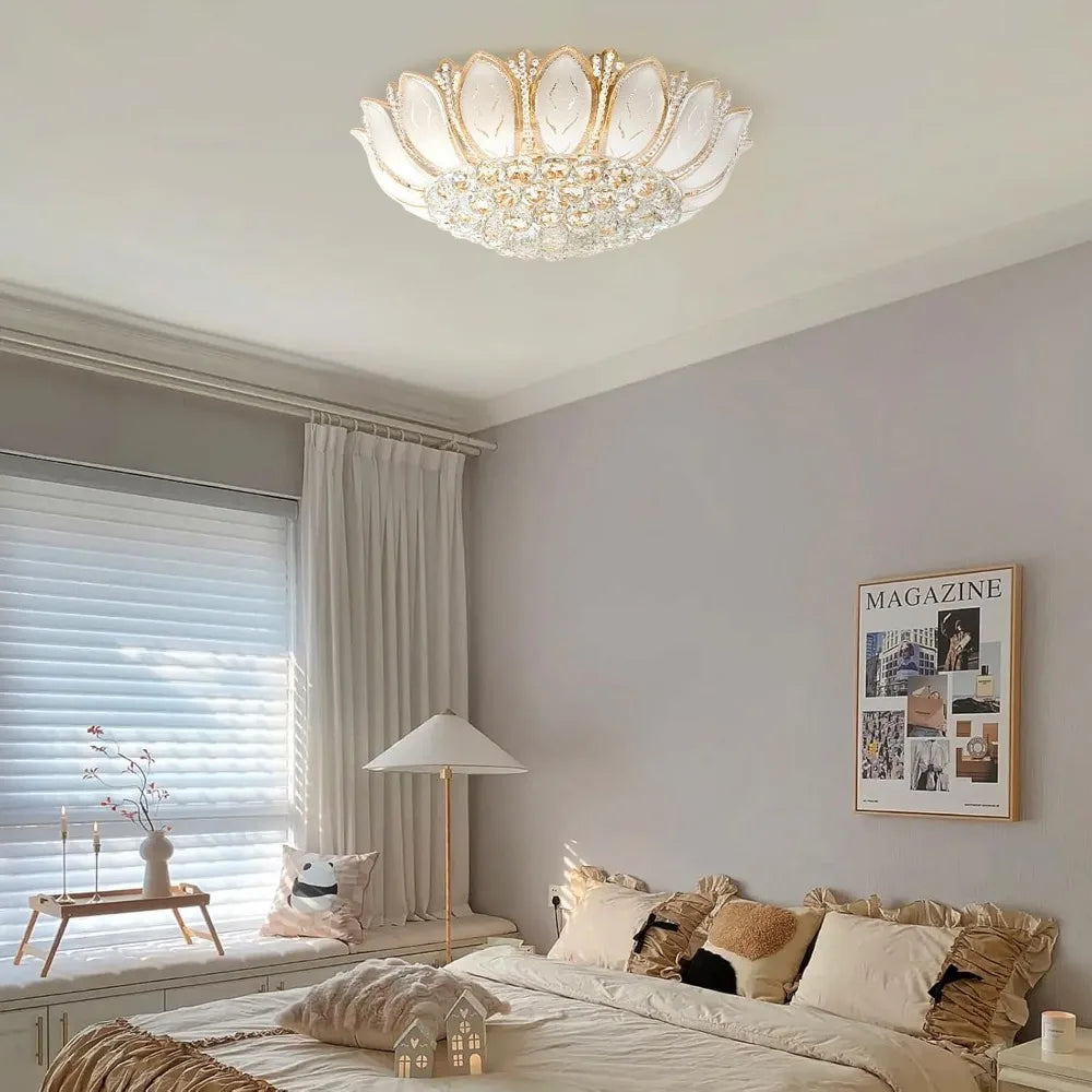 7-Head Crystal Lotus LED Chandelier