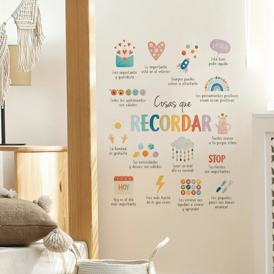 Spanish Wall Stickers for Kids Room & Therapy Office