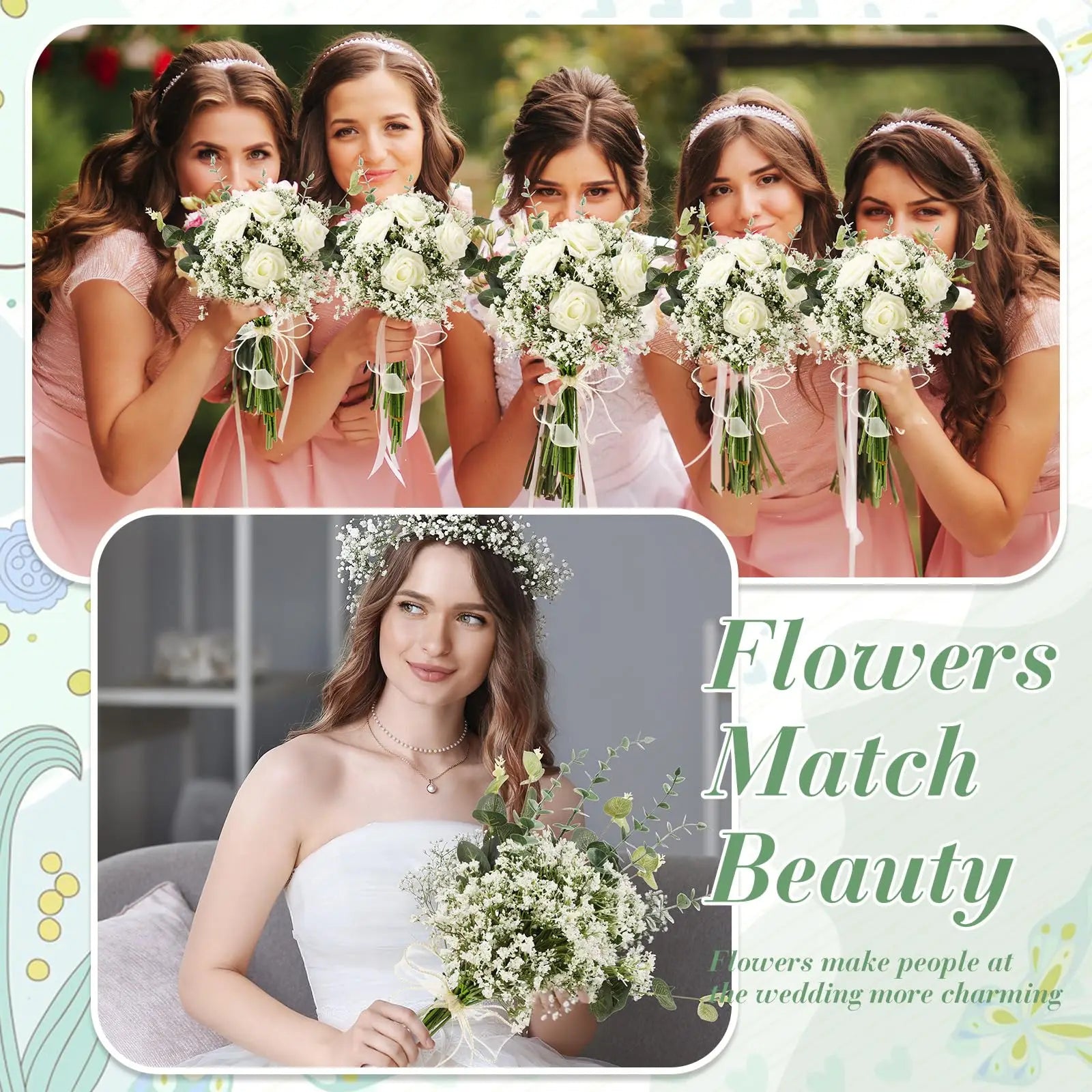 10/15pcs Artificial Baby’s Breath – Fake Gypsophila Flower Stems