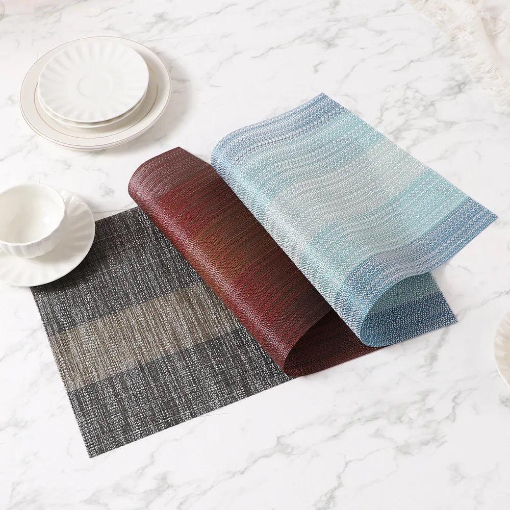 PVC Woven Striped Placemat – 30x45cm Washable Dining Mat