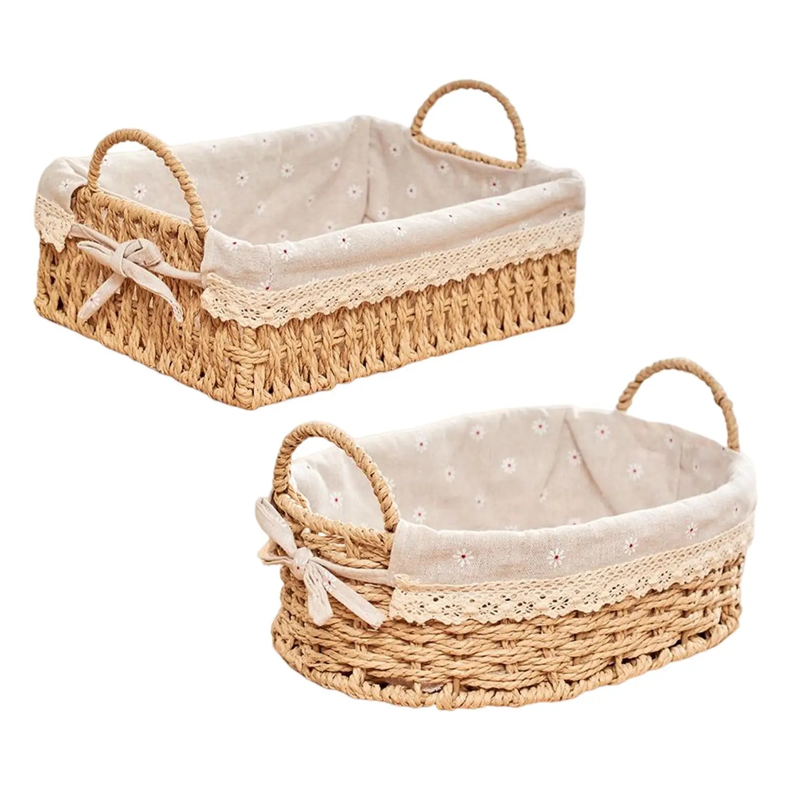 Handwoven Woven Storage Basket with Handles