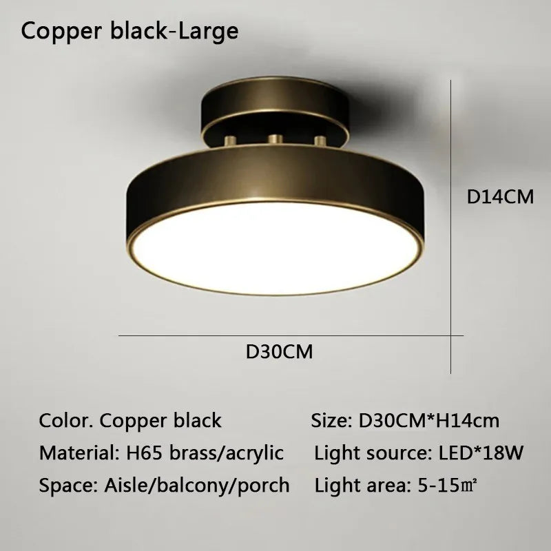 Modern LED Ceiling Light – Nordic Copper Round Lamp