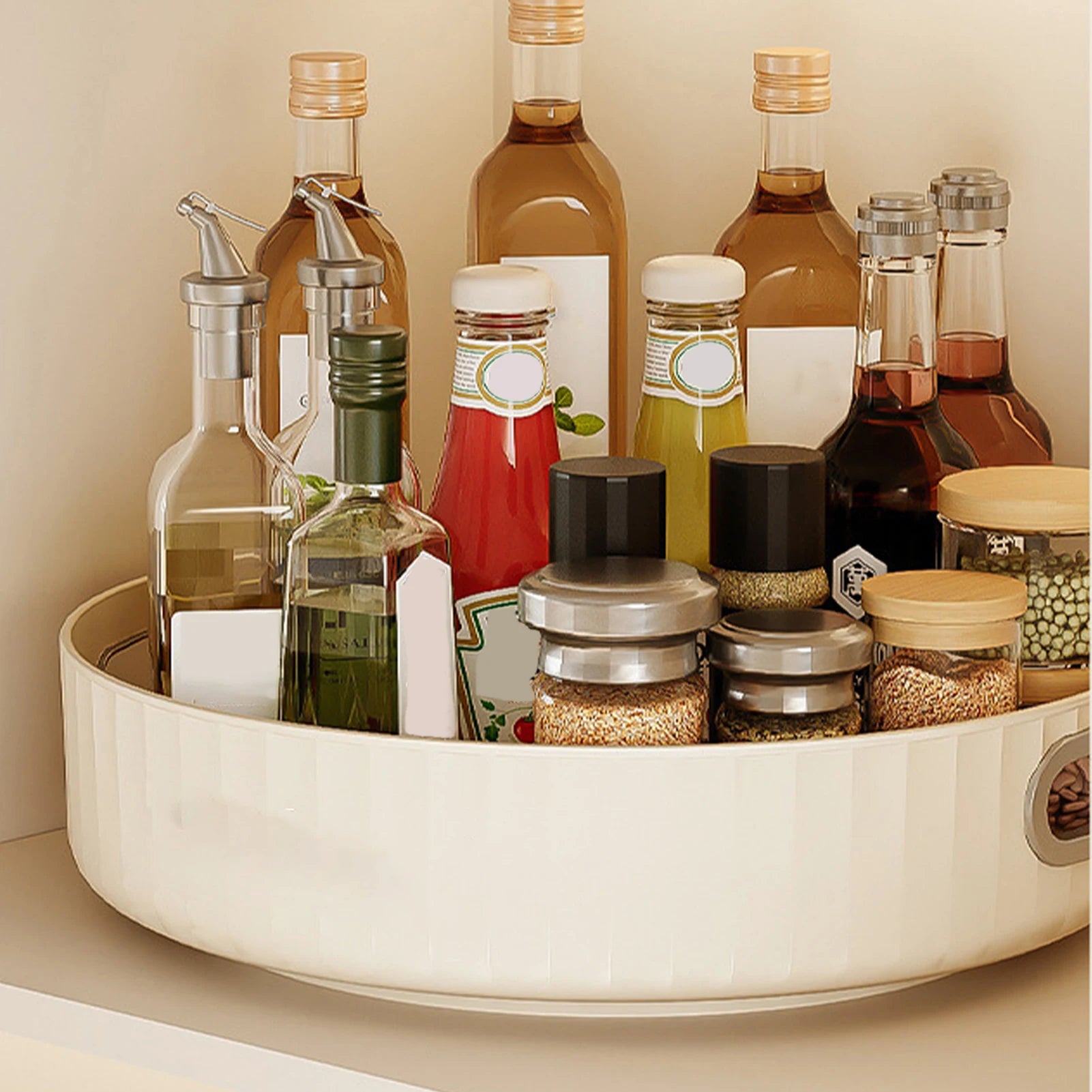 Creamy White Rotatable Multi-Purpose Countertop Tray