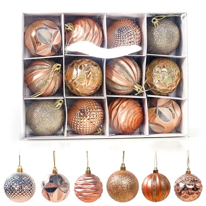 12Pcs 5.5cm Plastic Christmas Tree Ball Ornaments