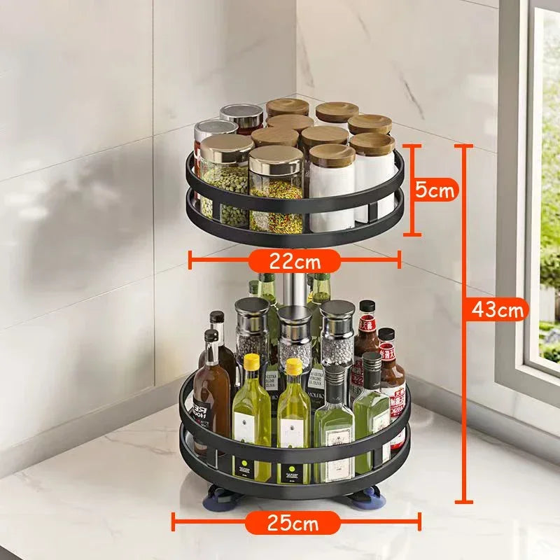 360° Rotating Spice Rack Organizer Tray