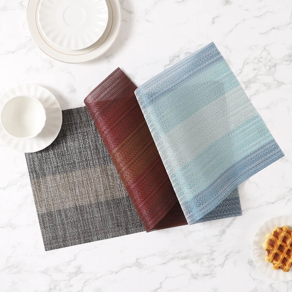 PVC Woven Striped Placemat – 30x45cm Washable Dining Mat