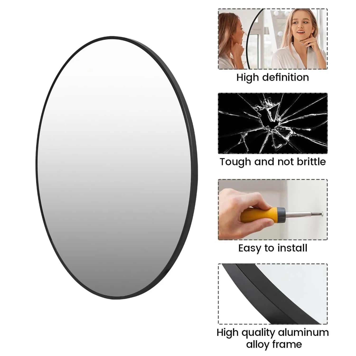 Round Metal Frame Wall Mirror – Multiple Sizes