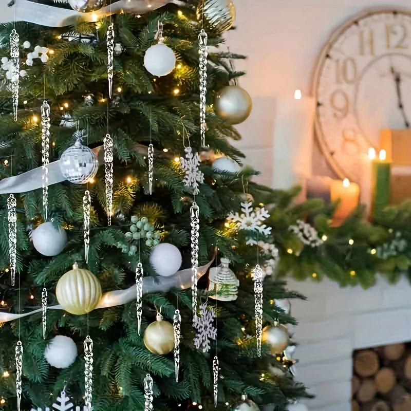 Crystal Clear Icicle Christmas Tree Ornaments (12/24/36pcs)