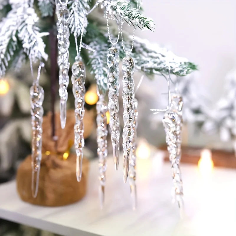 Crystal Clear Icicle Christmas Tree Ornaments (12/24/36pcs)
