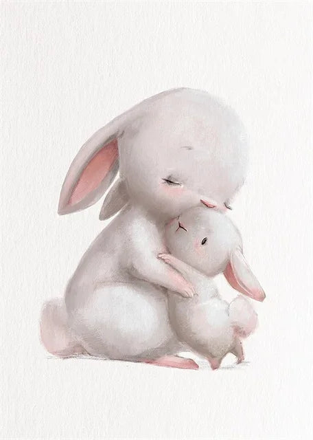 Cute Baby Animals Nursery Wall Art – Kawaii Bunny, Fox, Panda Prints