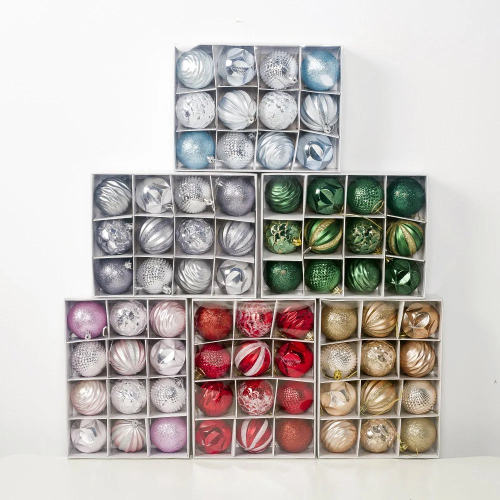 12Pcs 5.5cm Plastic Christmas Tree Ball Ornaments