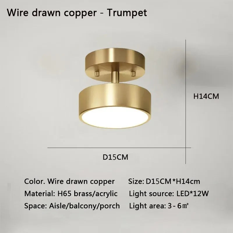Modern LED Ceiling Light – Nordic Copper Round Lamp