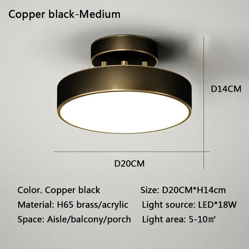 Modern LED Ceiling Light – Nordic Copper Round Lamp