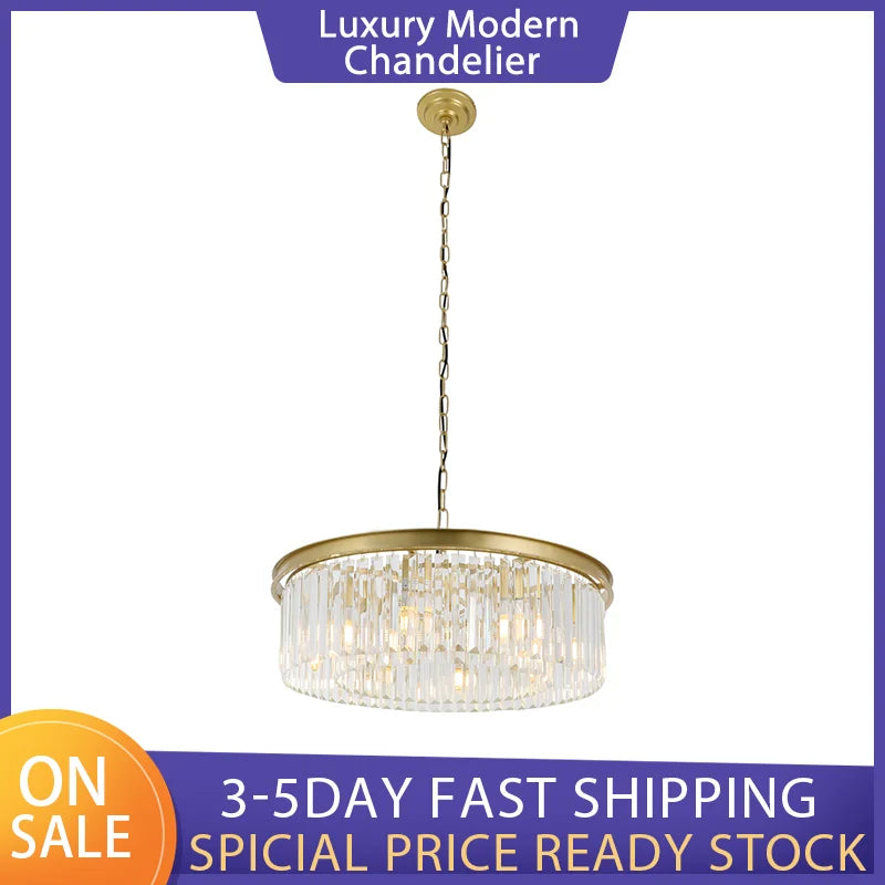 Luxury Modern K9 Crystal LED Chandelier – Circle Pendant Lamp