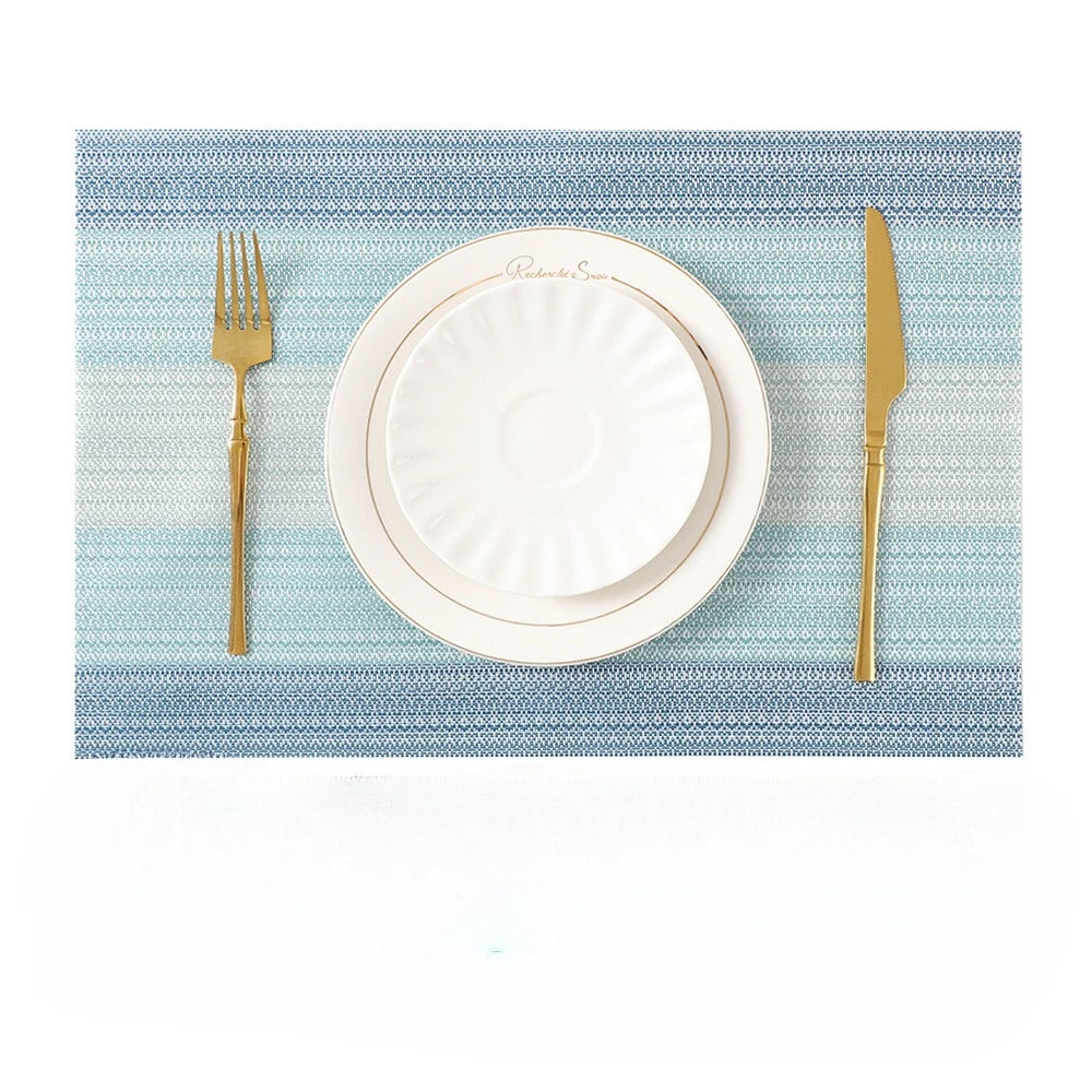 PVC Woven Striped Placemat – 30x45cm Washable Dining Mat