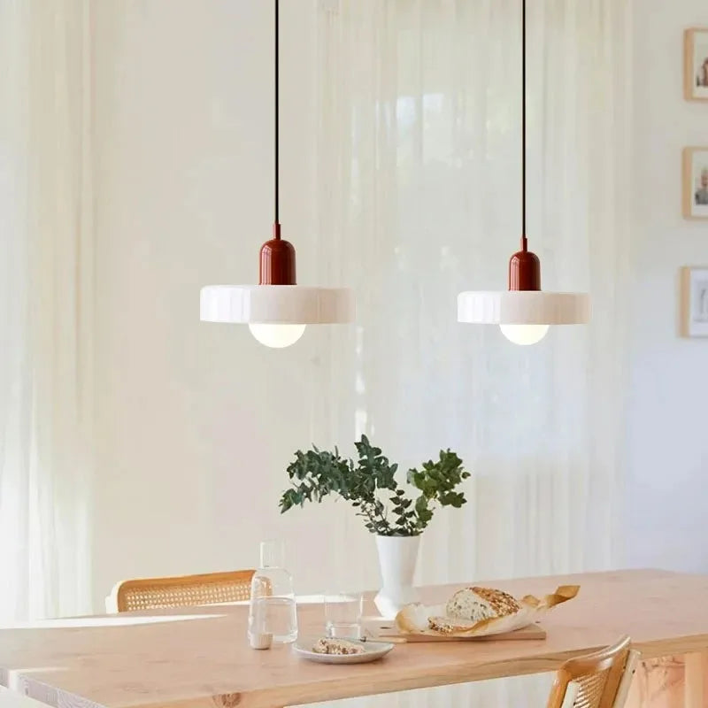 Nordic Glass Pendant Light – Pink/Orange/White Home Lighting