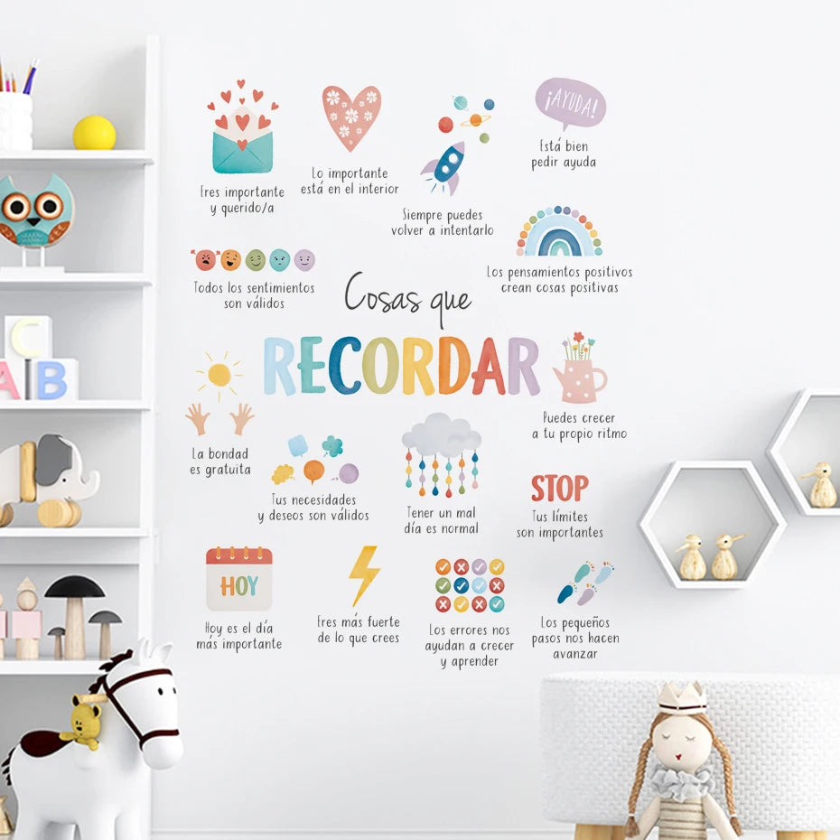 Spanish Wall Stickers for Kids Room & Therapy Office