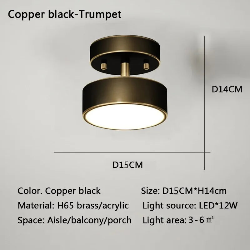 Modern LED Ceiling Light – Nordic Copper Round Lamp
