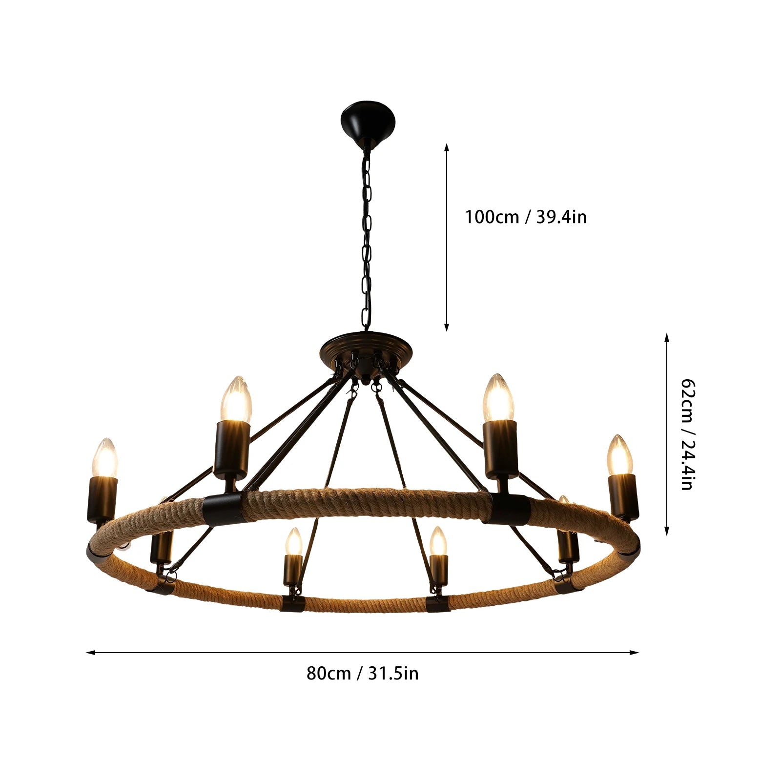 31.5" Rustic Wagon Wheel Farmhouse Chandelier