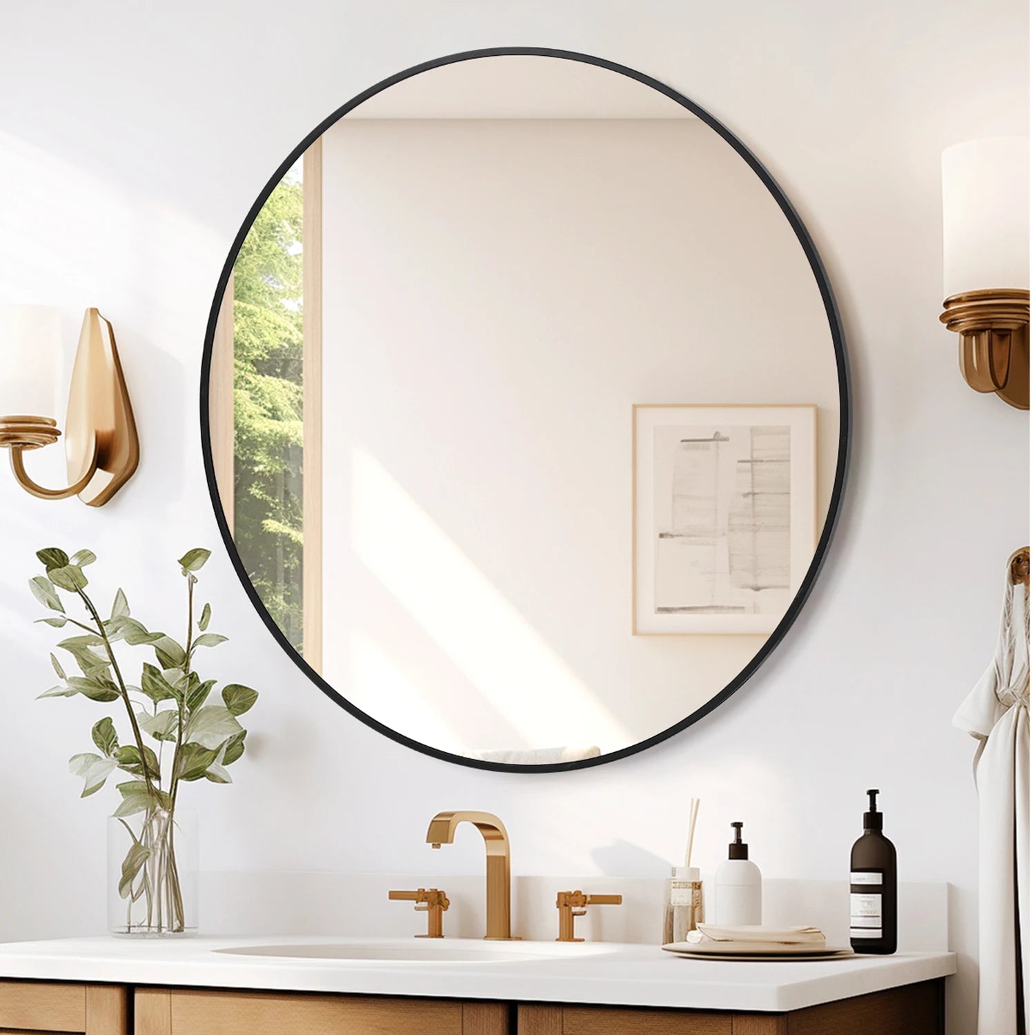 Round Metal Frame Wall Mirror – Multiple Sizes