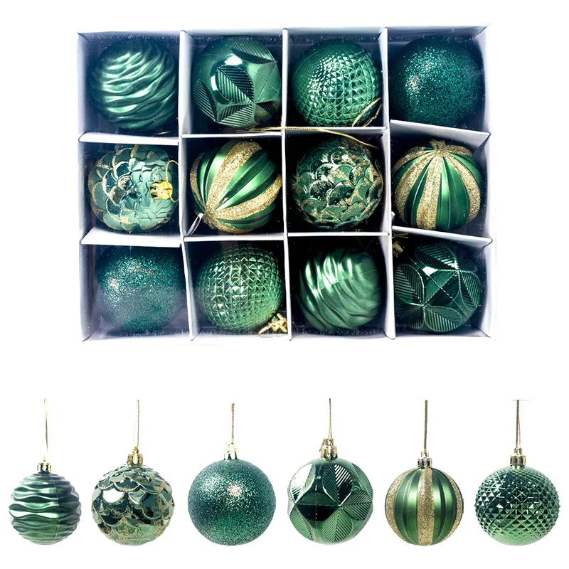 12Pcs 5.5cm Plastic Christmas Tree Ball Ornaments