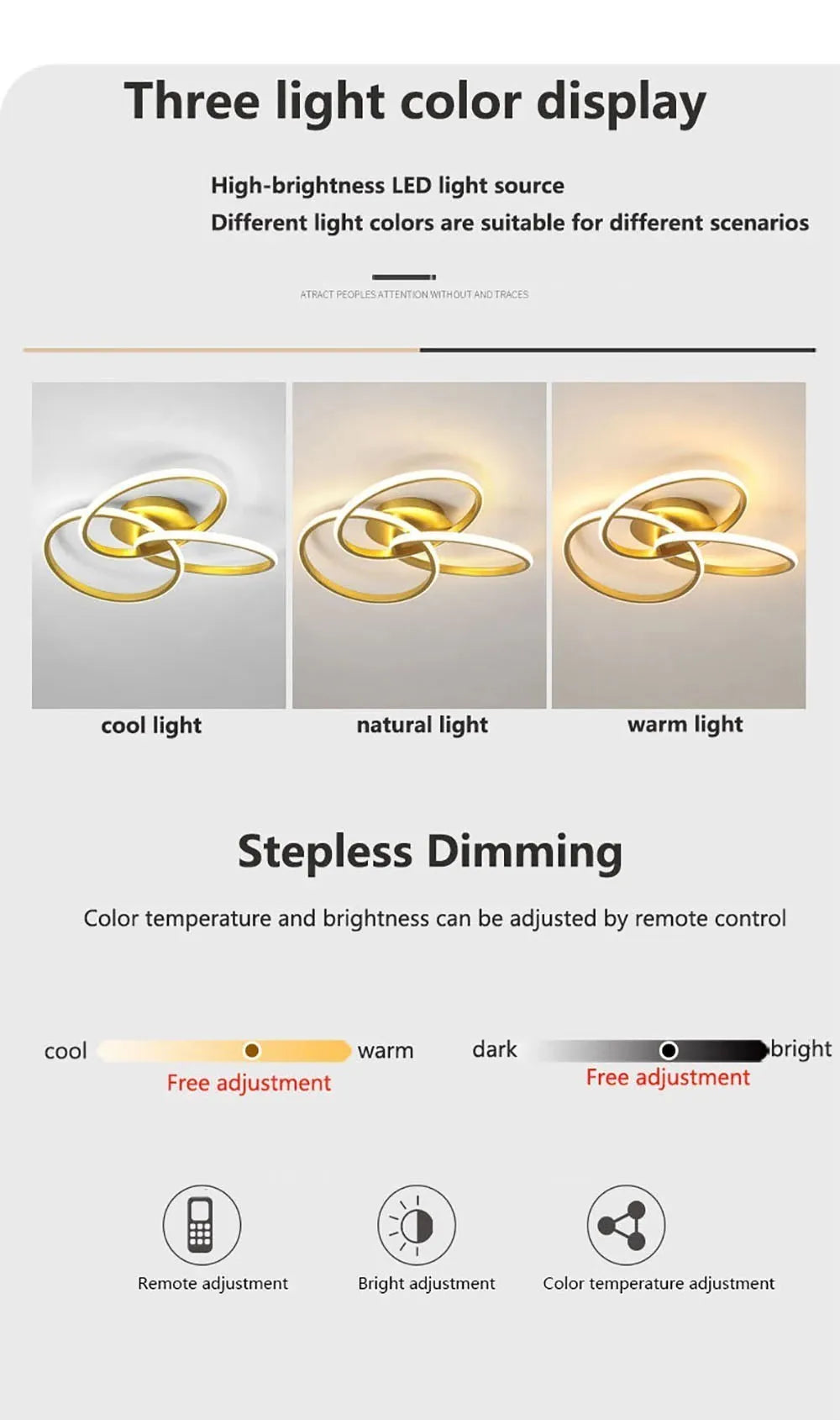 Modern LED Trefoil Ceiling Light – Dimmable Acrylic Lamp