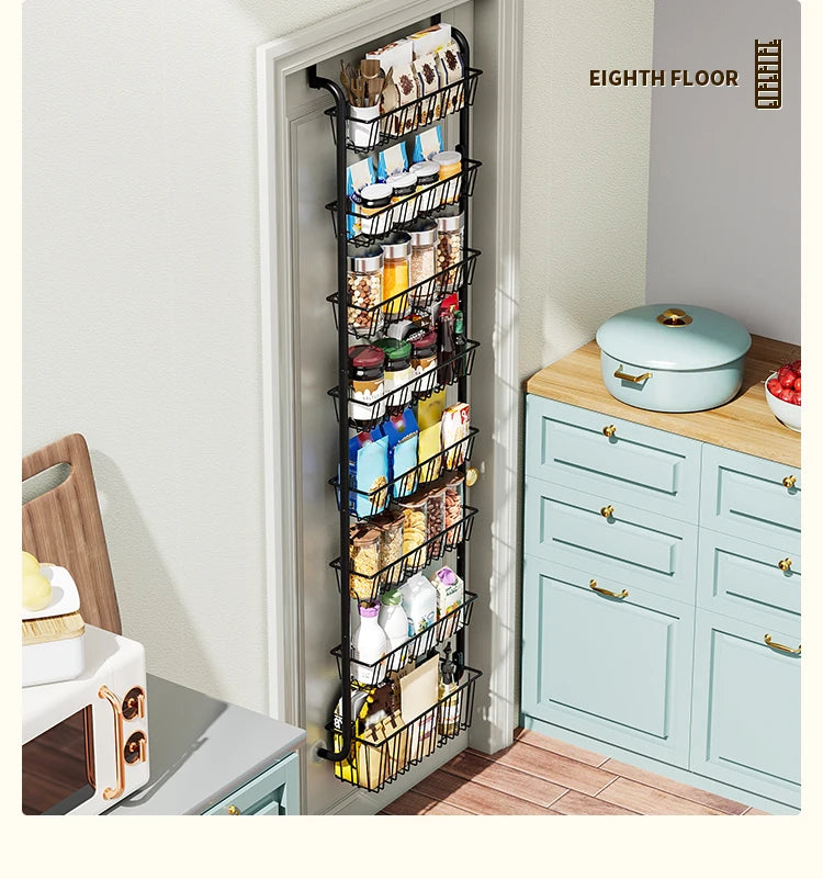 Multi-Layer Hanging Door Storage Basket – Black