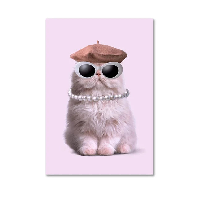 Fashion Dog & Cat Canvas Posters – Cute Animal Wall Art