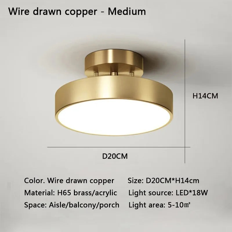 Modern LED Ceiling Light – Nordic Copper Round Lamp