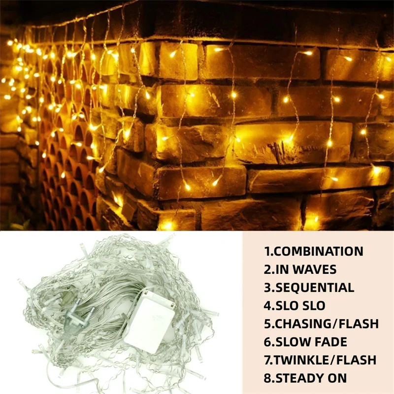 5M Outdoor LED Waterfall Curtain String Lights