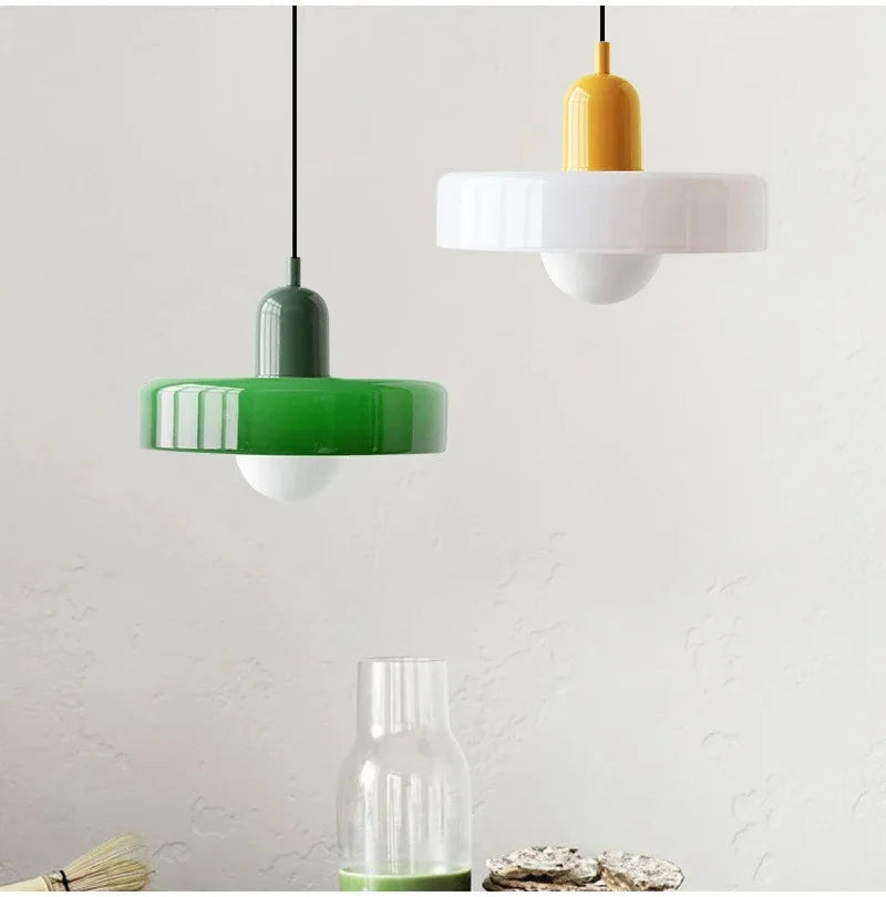 Nordic Glass Pendant Light – Pink/Orange/White Home Lighting