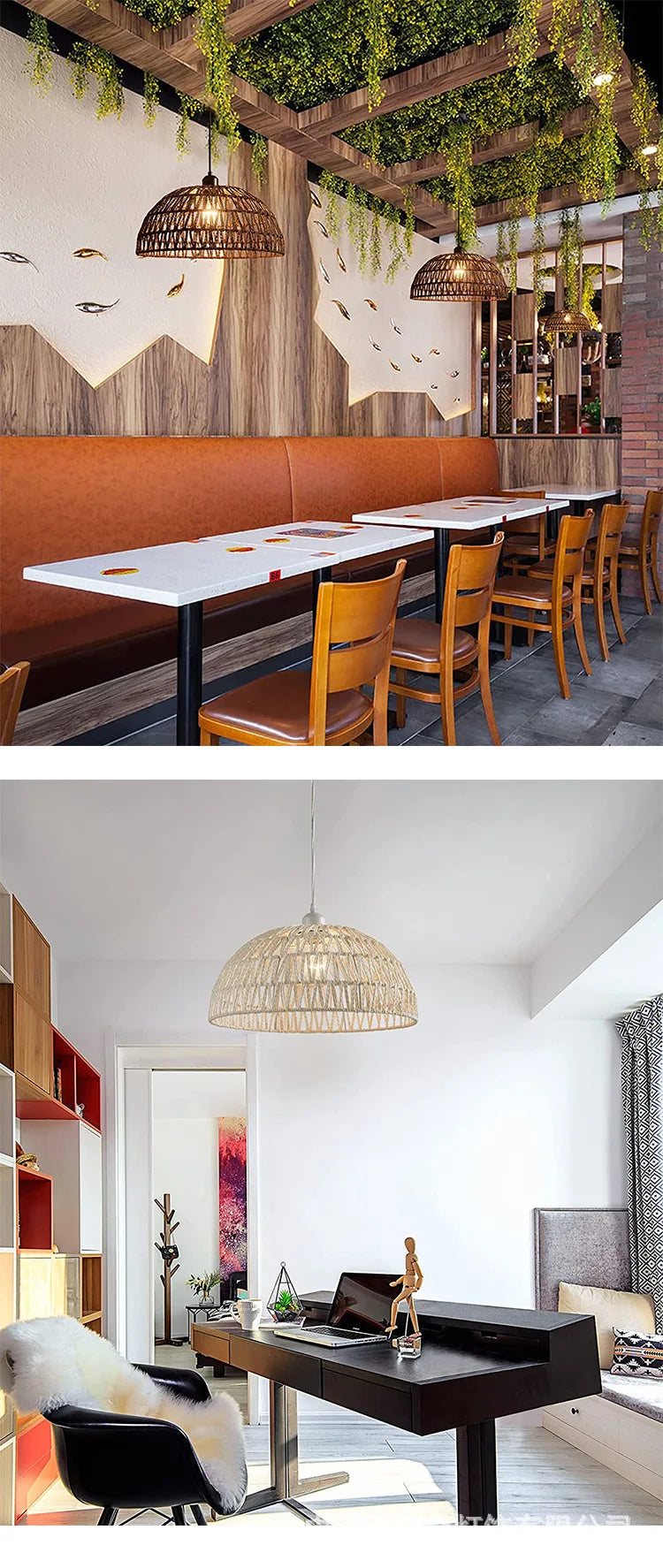 Japanese-Style Hemp Rope Woven Pendant Light