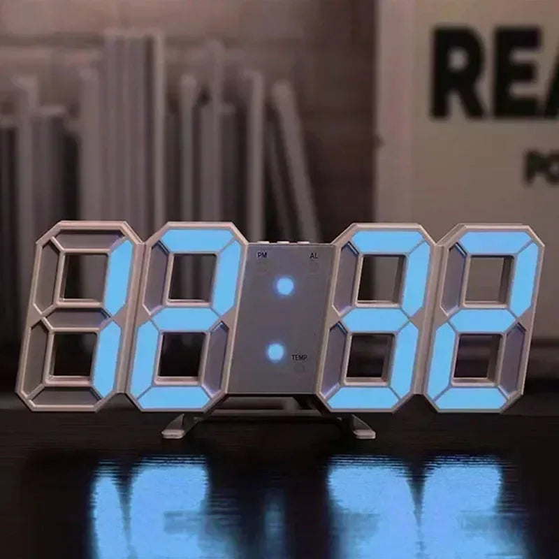 3D Digital LED Wall Clock with Night Glow & Adjustable Settings